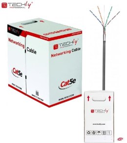 Kabel instalacyjny TechlyPro skrętka Cat5e F/UTP drut CCA zewnętrzna 305m, czarny