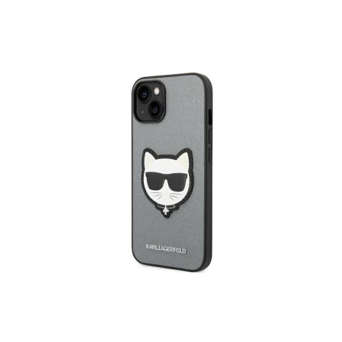 Karl Lagerfeld nakładka do iPhone 14 Plus 6,7" KLHCP14MSAPCHG srebrna PU Saffiano case with Choupette Head Patch