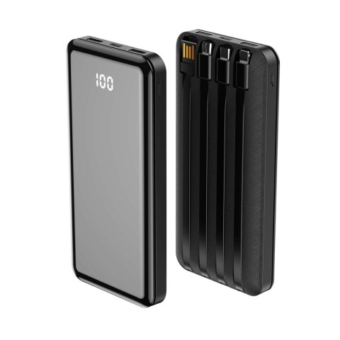Forever power bank TB-411 ALLin1 10000 mAh czarny z kablami USB-C + Lightning + microUSB Forever power bank TB-411 ALLin1 10000 mAh czarny z kablami USB-C + Lightning + microUSB