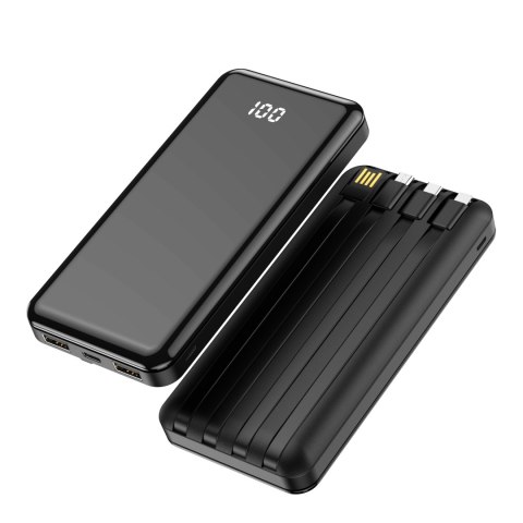 Forever power bank TB-411 ALLin1 10000 mAh czarny z kablami USB-C + Lightning + microUSB Forever power bank TB-411 ALLin1 10000 mAh czarny z kablami USB-C + Lightning + microUSB