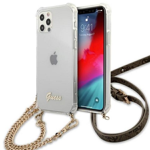 Guess nakładka do iPhone 12 / 12 Pro 6,1" GUHCP12MKC4GSGO przeźroczysta hard case 4G Gold Chain