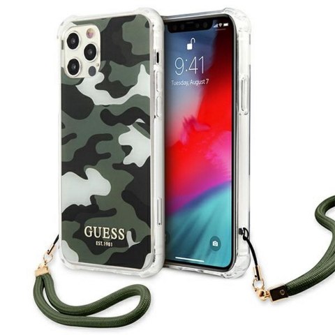 Guess nakładka do iPhone 12 Pro Max 6,7" GUHCP12LKSARKA zielona hard case Camo Collection