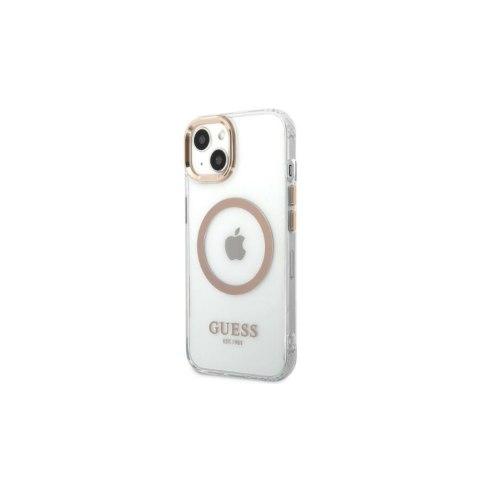 Guess nakładka do iPhone 13 Pro Max 6,7" GUHMP13XHTRMD złota HC Magsafe Metal Outline Gold