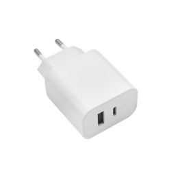 Maxlife ładowarka sieciowa PD QC MXTC-06 1x USB-C 1x USB 20W biała