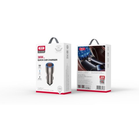 XO ładowarka samochodowa CC52 QC 36W 2x USB szara + kabel Lightning XO ładowarka samochodowa CC52 QC 36W 2x USB szara + kabel Lightning