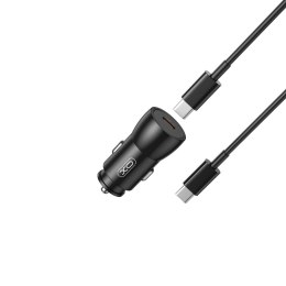 XO ładowarka samochodowa CC57 PD 25W 1x USB-C czarna + kabel USB-C - USB-C