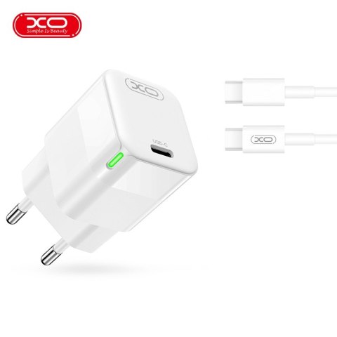 XO ładowarka sieciowa CE06 PD 30W 1x USB-C biała + kabel USB-C - USB-C