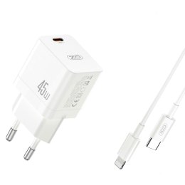 XO ładowarka sieciowa CE09 PD 45W 1x USB-C biała + kabel USB-C - Lightning