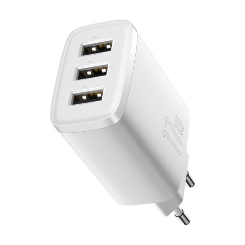 Baseus ładowarka sieciowa Compact 3 x USB biała 17W Baseus ładowarka sieciowa Compact 3 x USB biała 17W