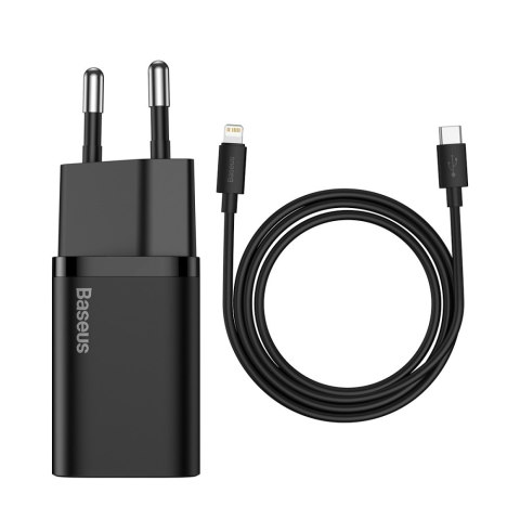 Baseus ładowarka sieciowa Super Si PD 20W 1x USB-C czarna + kabel USB-C - Lightning Baseus ładowarka sieciowa Super Si PD 20W 1x USB-C czarna + kabel USB-C - Lightning