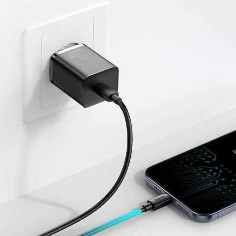 Baseus ładowarka sieciowa Super Si PD 20W 1x USB-C czarna + kabel USB-C - Lightning Baseus ładowarka sieciowa Super Si PD 20W 1x USB-C czarna + kabel USB-C - Lightning