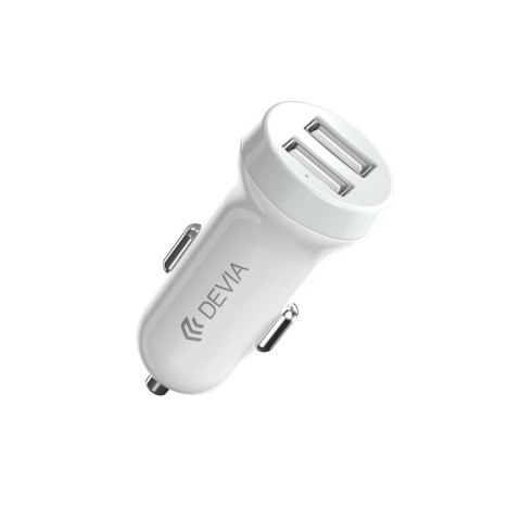 Devia ładowarka samochodowa Smart 2x USB 3,1A biała + kabel USB-C