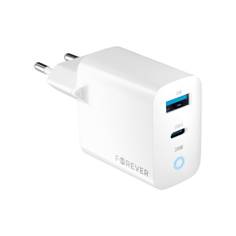 Forever ładowarka sieciowa PD QC TC-06-20AC 1x USB-C 1x USB 20W biała