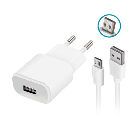 Forever ładowarka sieciowa TC-01 1x USB 2A biała + kabel microUSB