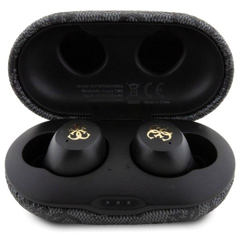 Guess słuchawki Bluetooth GUTWSP4EGK TWS ENC 4G PU METAL LOGO czarne Guess słuchawki Bluetooth GUTWSP4EGK TWS ENC 4G PU METAL LOGO czarne