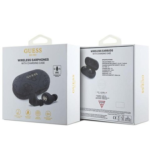 Guess słuchawki Bluetooth GUTWSP4EGK TWS ENC 4G PU METAL LOGO czarne Guess słuchawki Bluetooth GUTWSP4EGK TWS ENC 4G PU METAL LOGO czarne