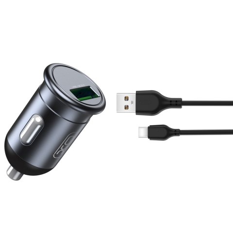 XO ładowarka samochodowa CC46 QC 3.0 18W 1x USB szara + kabel USB-C