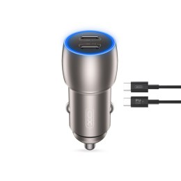 XO ładowarka samochodowa CC51 PD 40W 2x USB-C szara + kabel USB-C - USB-C