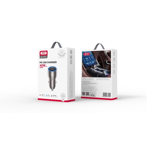 XO ładowarka samochodowa CC51 PD 40W 2x USB-C szara + kabel USB-C - USB-C XO ładowarka samochodowa CC51 PD 40W 2x USB-C szara + kabel USB-C - USB-C