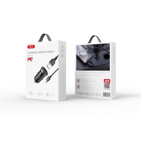 XO ładowarka samochodowa CC56 PD 30W QC 1x USB 1x USB-C czarna + kabel USB - microUSB XO ładowarka samochodowa CC56 PD 30W QC 1x USB 1x USB-C czarna + kabel USB - microUSB
