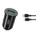 XO ładowarka samochodowa TZ12 QC 3.0 18W 1x USB czarna + kabel USB-C