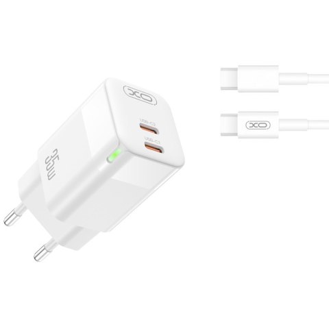 XO ładowarka sieciowa CE07 PD 35W 2x USB-C biała + kabel USB-C - USB-C