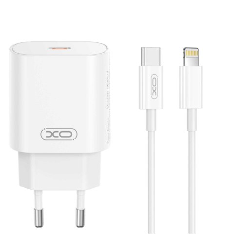 XO ładowarka sieciowa CE25 PD 25W 1x USB-C biała + kabel USB-C - Lightning