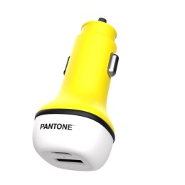 PANTONE ładowarka samochodowa38W PD QC 1x USB 1x USB-C PT-PDDC05 Yellow 102C