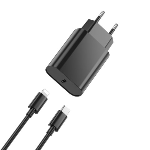 WIWU ładowarka sieciowa Wi-U001 PD 20W 1x USB-C czarna + kabel USB-C - Lightning WIWU ładowarka sieciowa Wi-U001 PD 20W 1x USB-C czarna + kabel USB-C - Lightning