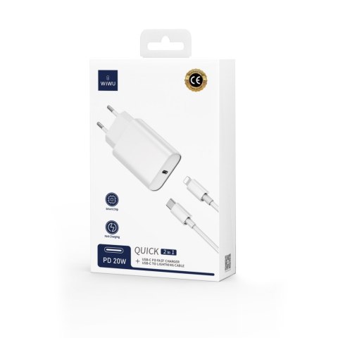 WIWU ładowarka sieciowa Wi-U001 PD 20W 1x USB-C czarna + kabel USB-C - Lightning WIWU ładowarka sieciowa Wi-U001 PD 20W 1x USB-C czarna + kabel USB-C - Lightning