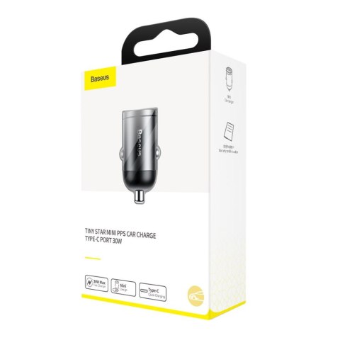 Baseus ładowarka samochodowa Tiny Star Mini PD 30W 1x USB-C szara Baseus ładowarka samochodowa Tiny Star Mini PD 30W 1x USB-C szara