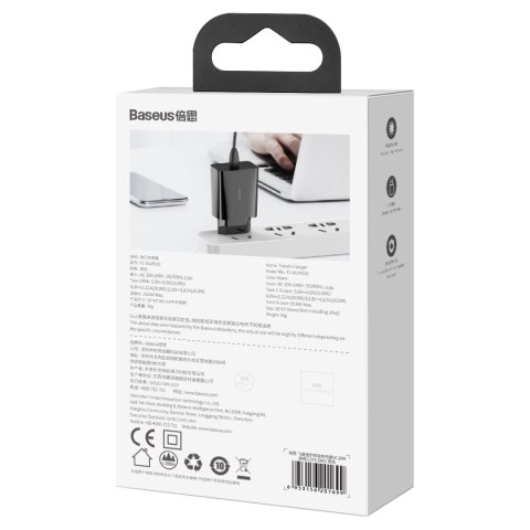 Baseus ładowarka sieciowa Speed Mini PD 20W 1x USB-C czarna Baseus ładowarka sieciowa Speed Mini PD 20W 1x USB-C czarna