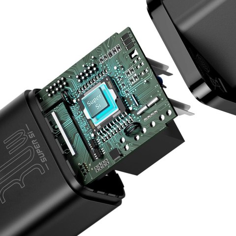 Baseus ładowarka sieciowa Super Si PD 30W 1x USB-C czarna Baseus ładowarka sieciowa Super Si PD 30W 1x USB-C czarna