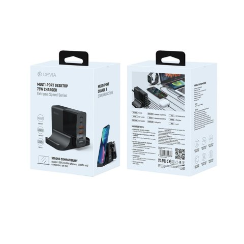 Devia ładowarka sieciowa Extreme PD QC 3.0 75W 2x USB-C 4x USB czarna Devia ładowarka sieciowa Extreme PD QC 3.0 75W 2x USB-C 4x USB czarna