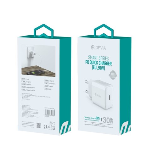 Devia ładowarka sieciowa Smart PD 30W 1x USB-C biała Devia ładowarka sieciowa Smart PD 30W 1x USB-C biała