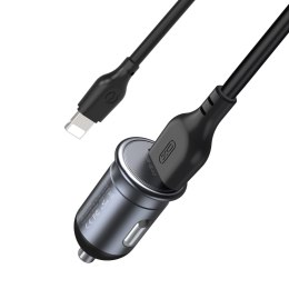 XO ładowarka samochodowa CC46 QC 3.0 18W 1x USB szara + kabel Lightning