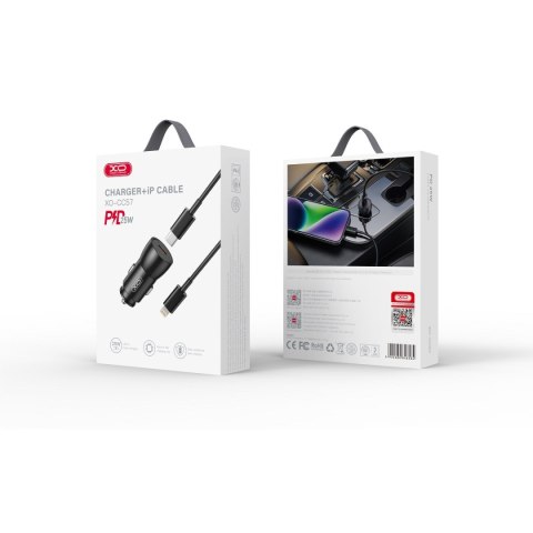 XO ładowarka samochodowa CC57 PD 25W 1x USB-C czarna + kabel USB-C - Lightning XO ładowarka samochodowa CC57 PD 25W 1x USB-C czarna + kabel USB-C - Lightning