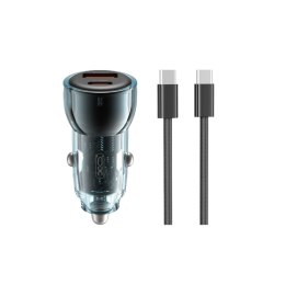 XO ładowarka samochodowa CC60 60W 1x USB 1x USB-C niebieska + kabel USB-C - USB-C