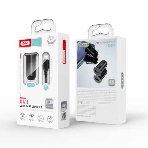 XO ładowarka samochodowa TZ12 QC 3.0 18W 1x USB czarna + kabel microUSB XO ładowarka samochodowa TZ12 QC 3.0 18W 1x USB czarna + kabel microUSB