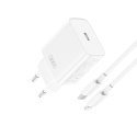 XO ładowarka sieciowa CE15 PD 20W 1x USB-C biała + kabel USB-C - Lightning