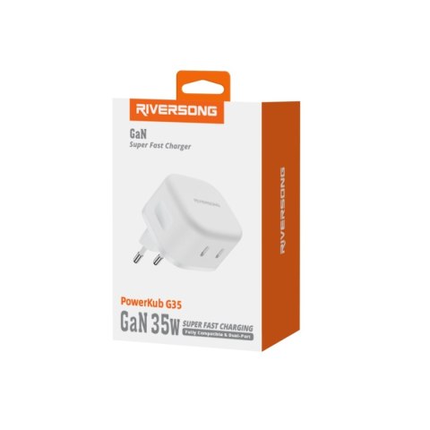 Riversong ładowarka sieciowa PowerKub G35 2x USB-C 35W biała AD107 Riversong ładowarka sieciowa PowerKub G35 2x USB-C 35W biała AD107