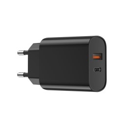 WIWU ładowarka sieciowa Wi-U002 PD + QC 20W 1x USB 1x USB-C czarna