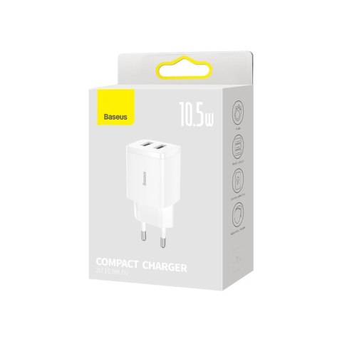 Baseus ładowarka sieciowa Compact 2 x USB biała 10,5W Baseus ładowarka sieciowa Compact 2 x USB biała 10,5W