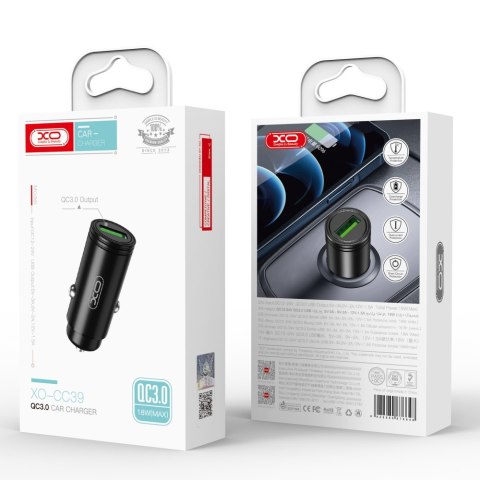 XO ładowarka samochodowa CC39 QC 18W 1x USB czarna XO ładowarka samochodowa CC39 QC 18W 1x USB czarna