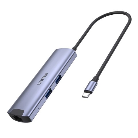 Unitek Aktywny Hub USB-C 5Gbps, HDMI RJ-45 PD 100W