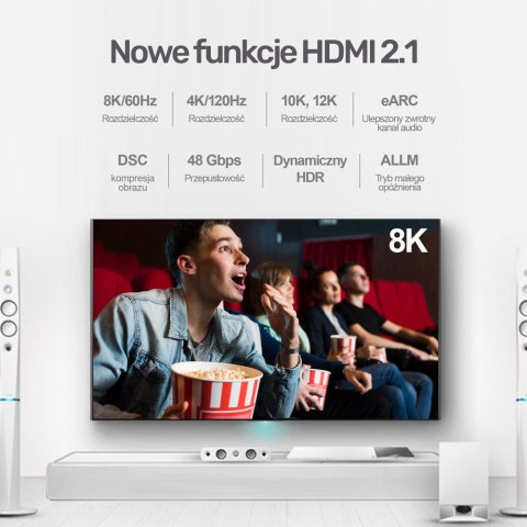 Unitek przewód HDMI 2.1 8K, UHD, 5 m - C140W Unitek przewód HDMI 2.1 8K, UHD, 5 m - C140W