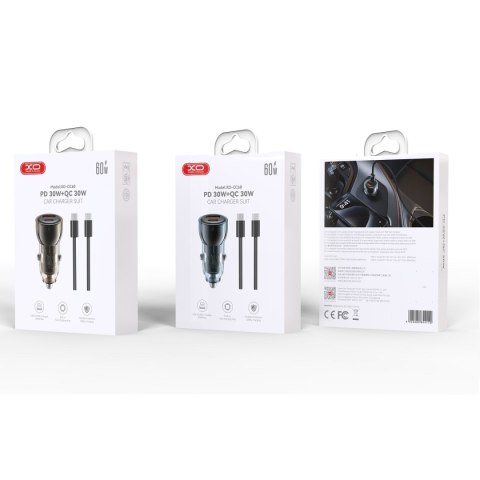 XO ładowarka samochodowa CC60 60W 1x USB 1x USB-C czarna + kabel USB-C - USB-C XO ładowarka samochodowa CC60 60W 1x USB 1x USB-C czarna + kabel USB-C - USB-C