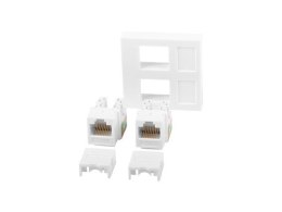 Gniazdo Lanberg 45x45 2x RJ45 + keystone kat.6 UTP białe