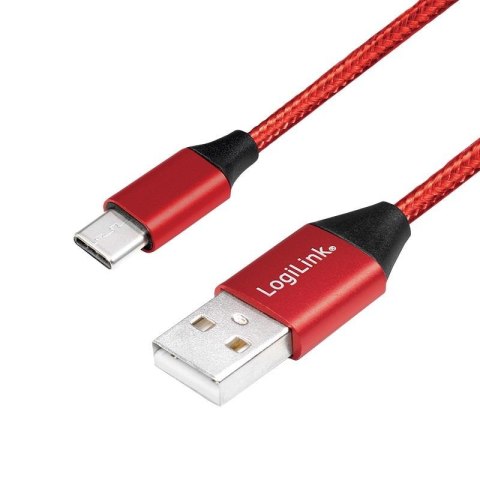 Kabel USB 2.0 LogiLink CU0148 USB A - USB-C, M/M, czerwony, 1m