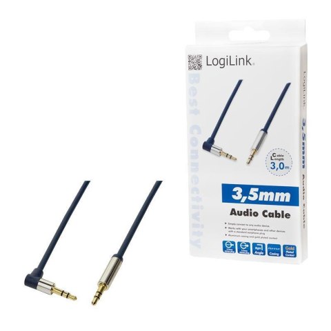 Kabel audio stereo LogiLink CA11300 3,5 mm, M/M, 3m, kąt 90°